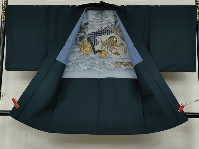 平和屋着物●男性 紬 アンサンブル 色無地 褐返色 正絹 逸品 CABC2157ut