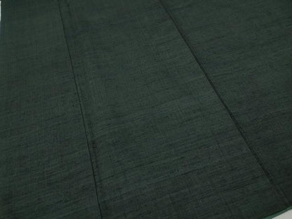 平和屋着物●男性 紬 アンサンブル 色無地 黒緑色 正絹 逸品 CABC2159ut