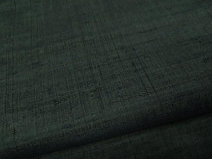 平和屋着物●男性 紬 アンサンブル 色無地 黒緑色 正絹 逸品 CABC2159ut