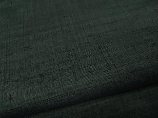 平和屋着物●男性 紬 アンサンブル 色無地 黒緑色 正絹 逸品 CABC2159ut