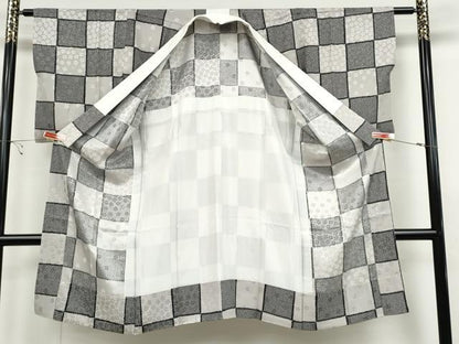 平和屋着物●長襦袢 無双仕立て 市松鹿の子文 正絹 逸品 CABC2161ut