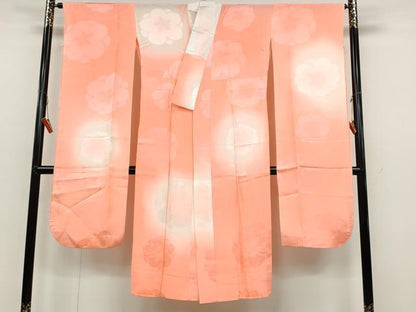 平和屋着物●振袖用長襦袢 無双仕立て 舞梅地紋 暈し染め 正絹 逸品 CABC2163ut
