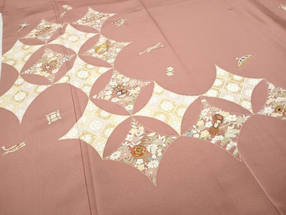 平和屋着物●創業460年・千總　訪問着　駒刺繍　七宝楽器花文　金彩　高島屋扱い　正絹　逸品　CABC2166ut