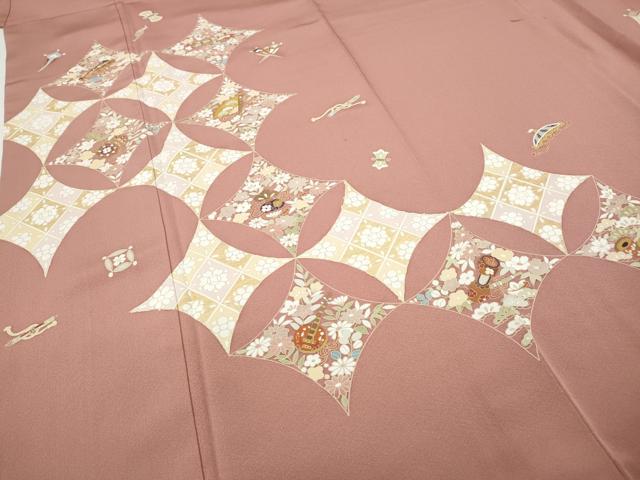 平和屋着物●創業460年・千總　訪問着　駒刺繍　七宝楽器花文　金彩　高島屋扱い　正絹　逸品　CABC2166ut
