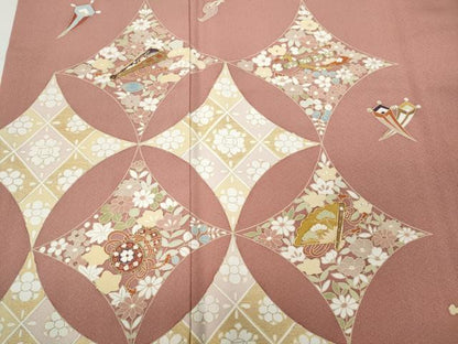 平和屋着物●創業460年・千總　訪問着　駒刺繍　七宝楽器花文　金彩　高島屋扱い　正絹　逸品　CABC2166ut