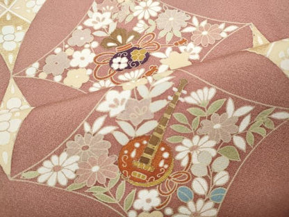 平和屋着物●創業460年・千總　訪問着　駒刺繍　七宝楽器花文　金彩　高島屋扱い　正絹　逸品　CABC2166ut