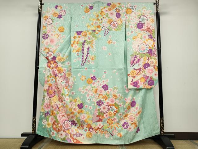 平和屋着物●豪華振袖 花鞠文 暈し染め 金彩 正絹 逸品 CABC2167ut