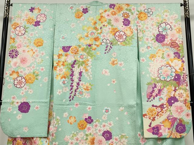 平和屋着物●豪華振袖 花鞠文 暈し染め 金彩 正絹 逸品 CABC2167ut