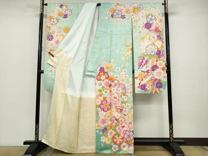 平和屋着物●豪華振袖 花鞠文 暈し染め 金彩 正絹 逸品 CABC2167ut