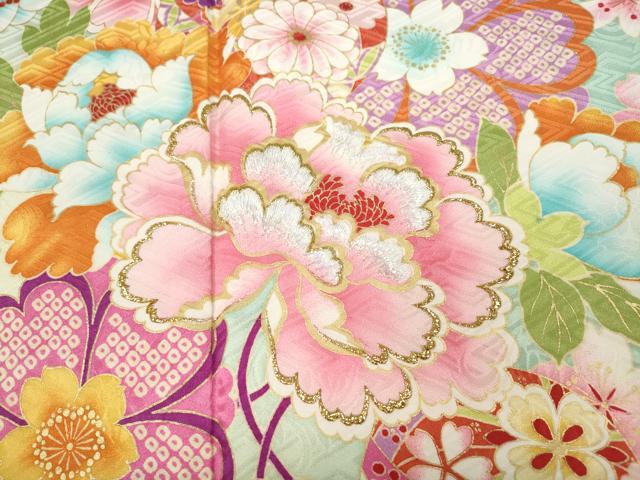 平和屋着物●豪華振袖 花鞠文 暈し染め 金彩 正絹 逸品 CABC2167ut