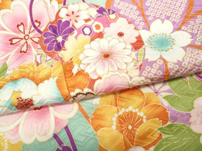 平和屋着物●豪華振袖 花鞠文 暈し染め 金彩 正絹 逸品 CABC2167ut