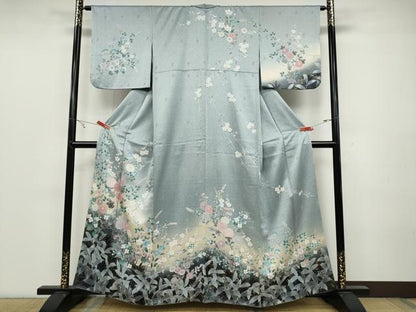 平和屋着物●訪問着 鴛鴦枝花文 暈し染め 金彩 正絹 逸品 CABC2168ut