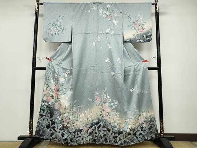 平和屋着物●訪問着 鴛鴦枝花文 暈し染め 金彩 正絹 逸品 CABC2168ut