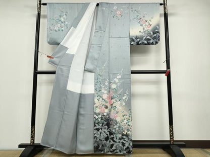 平和屋着物●訪問着 鴛鴦枝花文 暈し染め 金彩 正絹 逸品 CABC2168ut