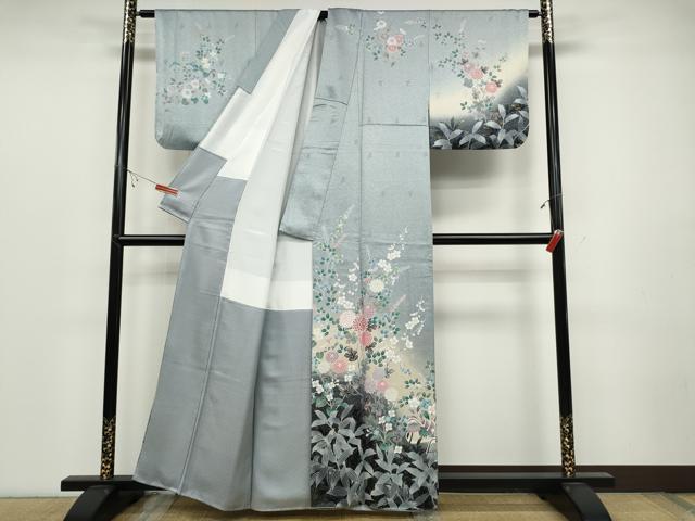 平和屋着物●訪問着 鴛鴦枝花文 暈し染め 金彩 正絹 逸品 CABC2168ut