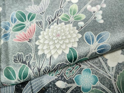 平和屋着物●訪問着 鴛鴦枝花文 暈し染め 金彩 正絹 逸品 CABC2168ut