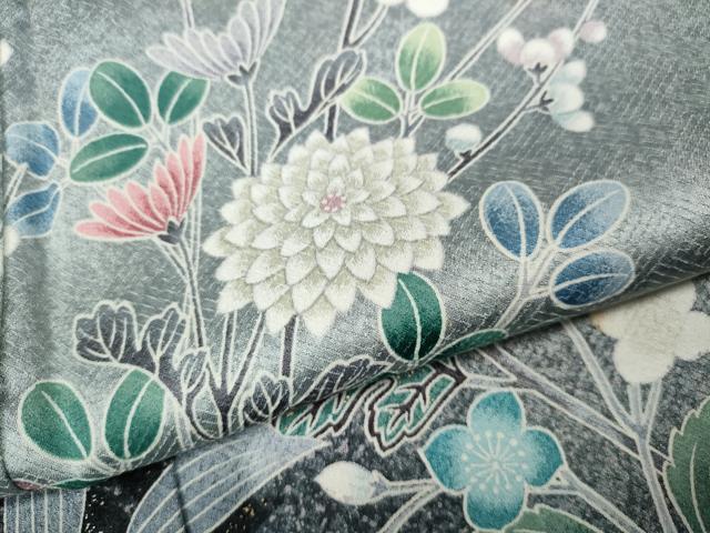 平和屋着物●訪問着 鴛鴦枝花文 暈し染め 金彩 正絹 逸品 CABC2168ut