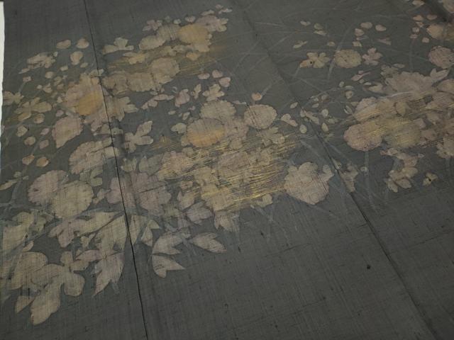 平和屋着物●染織の名門 しょうざん 生紬 訪問着 草花文 金彩 正絹 逸品 CABC2169ut
