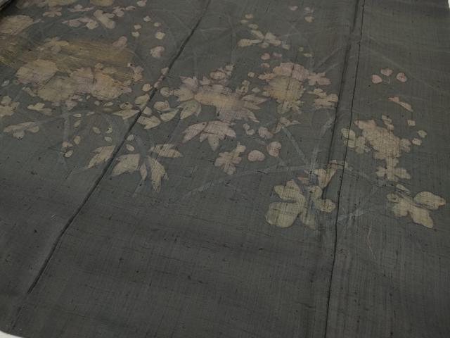 平和屋着物●染織の名門 しょうざん 生紬 訪問着 草花文 金彩 正絹 逸品 CABC2169ut
