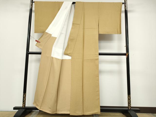 平和屋着物●上質な色無地 作家物 網目地紋 飴色 正絹 逸品 CABC2171ut