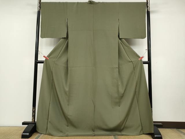 平和屋着物●上質な色無地 霞地紋 岩井茶色 正絹 逸品 CABC2173ut