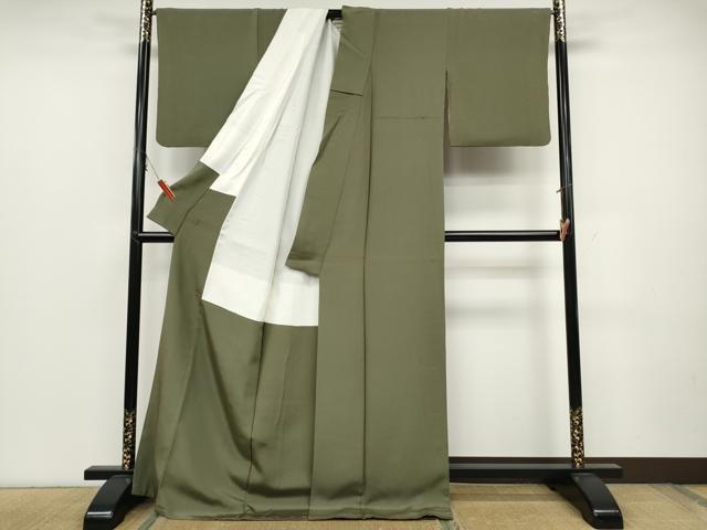 平和屋着物●上質な色無地 霞地紋 岩井茶色 正絹 逸品 CABC2173ut