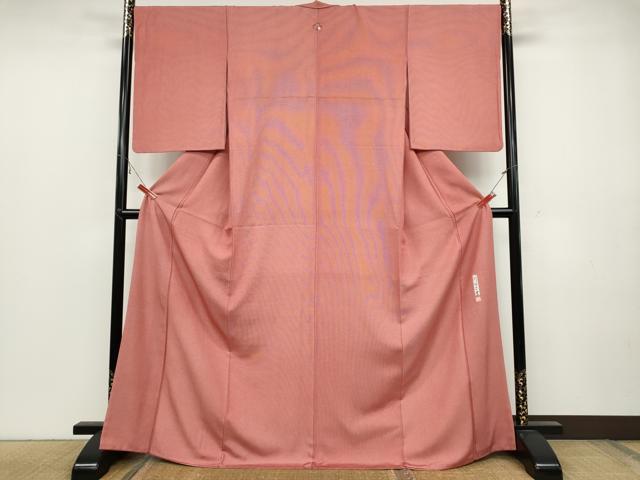 平和屋着物●江戸小紋 川村久宣 万筋 紅赤色×象牙色 ロング丈 正絹 逸品 CABC2176ut