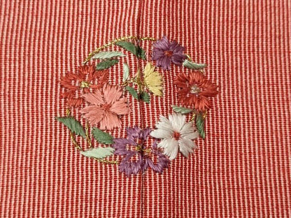 平和屋着物●江戸小紋 川村久宣 万筋 紅赤色×象牙色 ロング丈 正絹 逸品 CABC2176ut