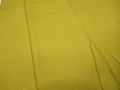 平和屋着物●加賀友禅 色無地 南天唐草地紋 緑黄色 反端付き 正絹 逸品 CABC2177ut