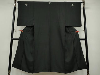 平和屋着物●男性 黒紋付 正絹 逸品 CABC2183ut