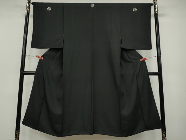 平和屋着物●男性 黒紋付 正絹 逸品 CABC2183ut