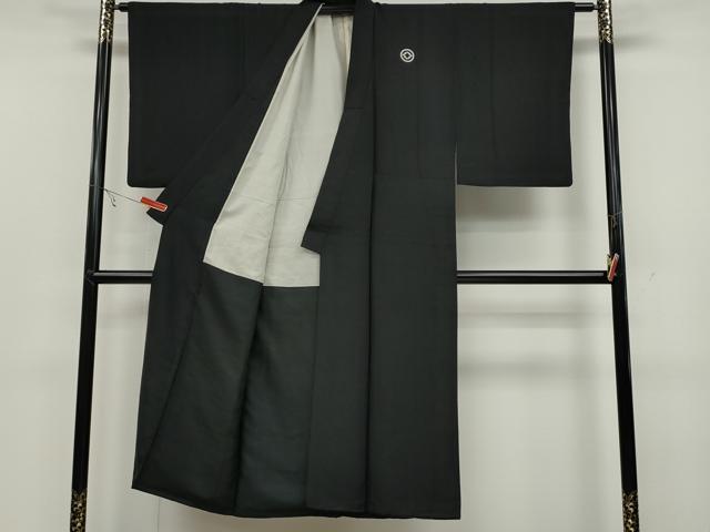 平和屋着物●男性 黒紋付 正絹 逸品 CABC2183ut