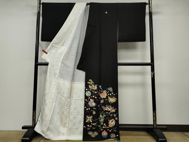 平和屋着物●豪華黒留袖 宝尽くし草花文 金彩 正絹 逸品 CABC2188ut