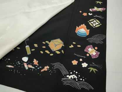 平和屋着物●豪華黒留袖 宝尽くし草花文 金彩 正絹 逸品 CABC2188ut