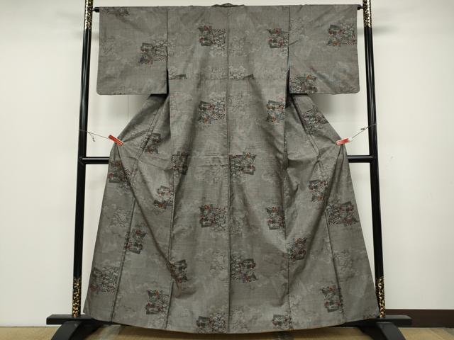 平和屋着物●本場大島紬 9マルキ 色紙重ね吉祥花文 正絹 逸品 CABC2189ut
