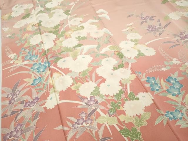 平和屋着物●訪問着 友禅 草花文 暈し染め 正絹 逸品 CABC2191ut