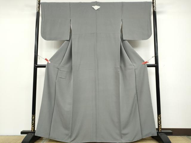 平和屋着物●上質な色無地 桔梗鼠色 正絹 逸品 CABC2192ut