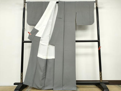 平和屋着物●上質な色無地 桔梗鼠色 正絹 逸品 CABC2192ut