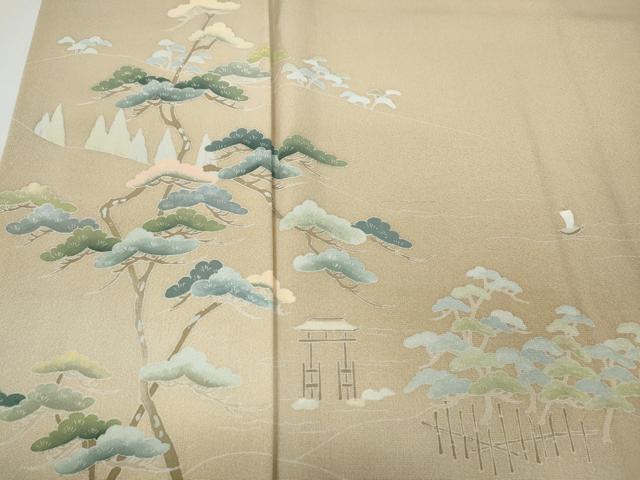 平和屋着物●訪問着 友禅 風景草花文 暈し染め 正絹 逸品 CABC2193ut