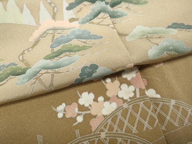 平和屋着物●訪問着 友禅 風景草花文 暈し染め 正絹 逸品 CABC2193ut