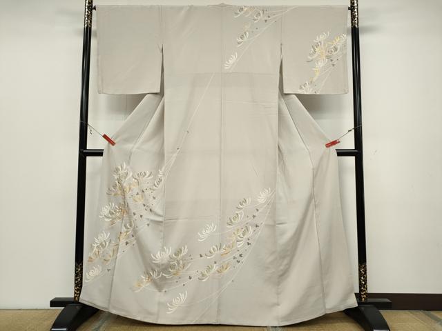 平和屋着物●訪問着 刺繍 菊 金彩 小田急百貨店扱い 正絹 逸品 CABC2195ut