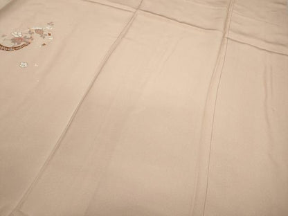 平和屋着物●訪問着 駒刺繍 雪芝草花文 金彩 正絹 逸品 CABC2196ut