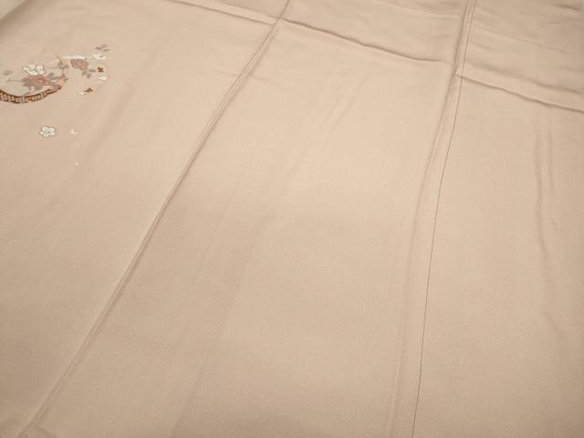 平和屋着物●訪問着 駒刺繍 雪芝草花文 金彩 正絹 逸品 CABC2196ut