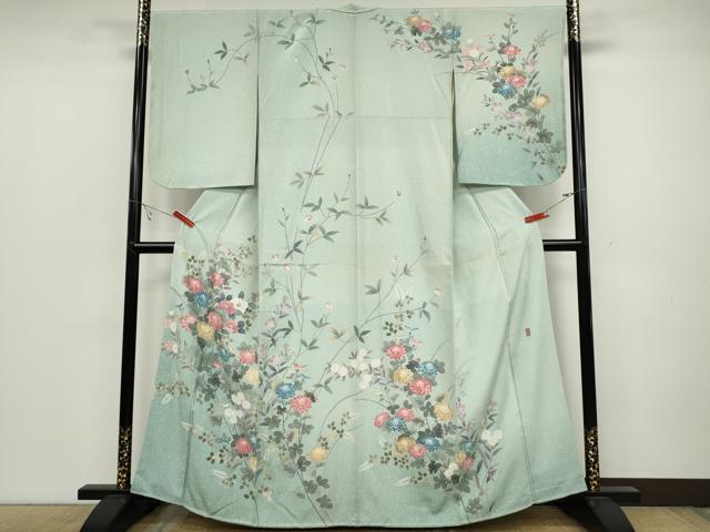 平和屋着物●訪問着 友禅 作家物 草花文 暈し染め 正絹 逸品 CABC2199ut