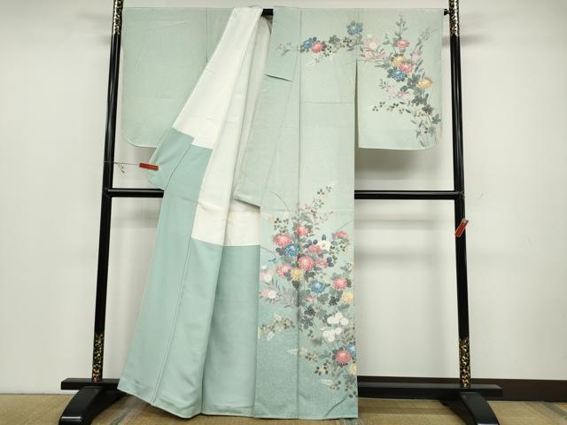 平和屋着物●訪問着 友禅 作家物 草花文 暈し染め 正絹 逸品 CABC2199ut