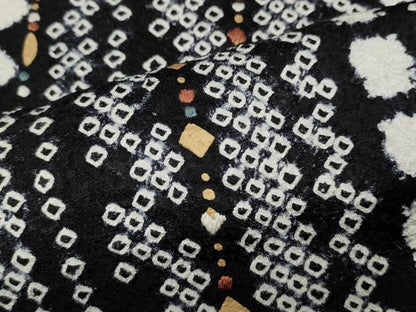 平和屋着物●訪問着 絞り 刺繍 吉祥文 黒地 金彩 正絹 逸品 CABC2200ut