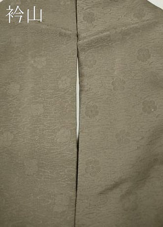 平和屋着物●上質な色無地 流水舞花地紋 茶鼠色 正絹 逸品 CABC2202ut