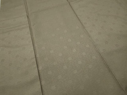 平和屋着物●上質な色無地 流水舞花地紋 茶鼠色 正絹 逸品 CABC2202ut