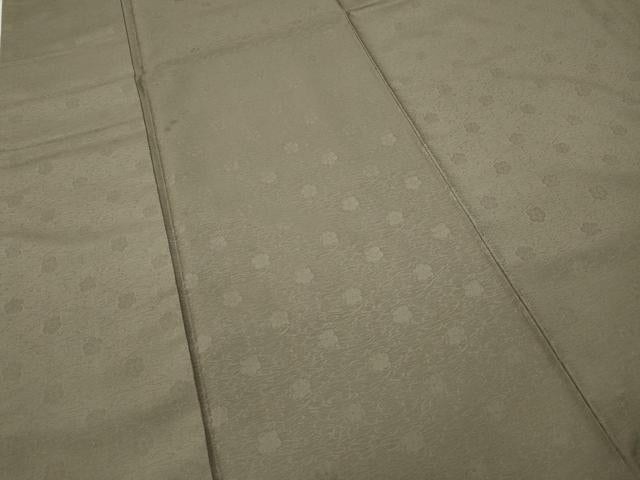 平和屋着物●上質な色無地 流水舞花地紋 茶鼠色 正絹 逸品 CABC2202ut