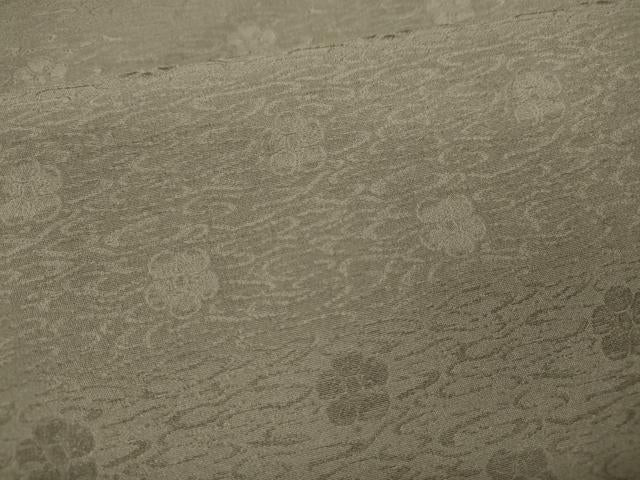 平和屋着物●上質な色無地 流水舞花地紋 茶鼠色 正絹 逸品 CABC2202ut
